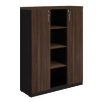 Armário Alto Credenza com Nicho 1,60×1,20×0,45m MARSALA / PRETO – 51018 CT Móveis para Escritório