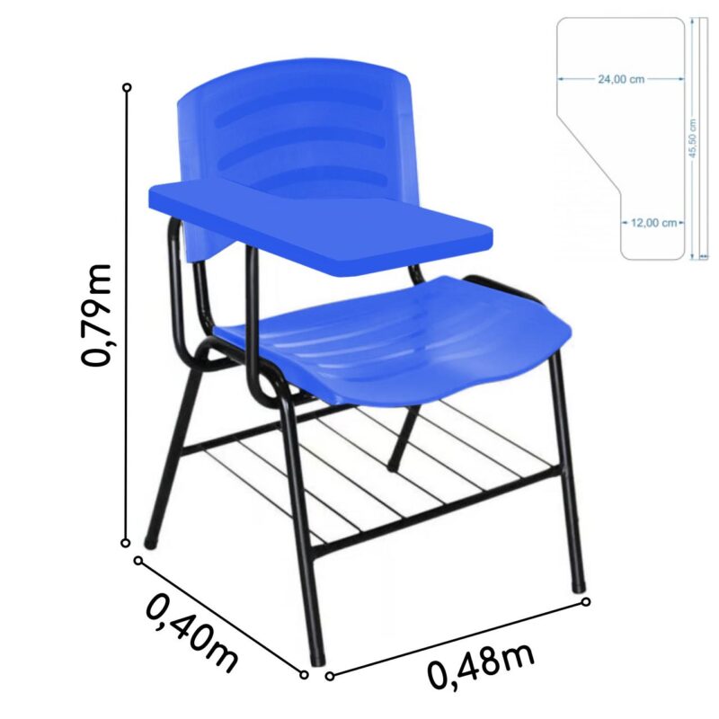 Cadeira Universitária Plástica Prancheta PLÁSTICA – COR AZUL 34023 CT Móveis para Escritório 4