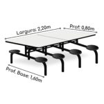 Mesa para Refeitório 8 Lugares MDP Branco de 25 mm FIXO – 50045 CT Móveis para Escritório 11