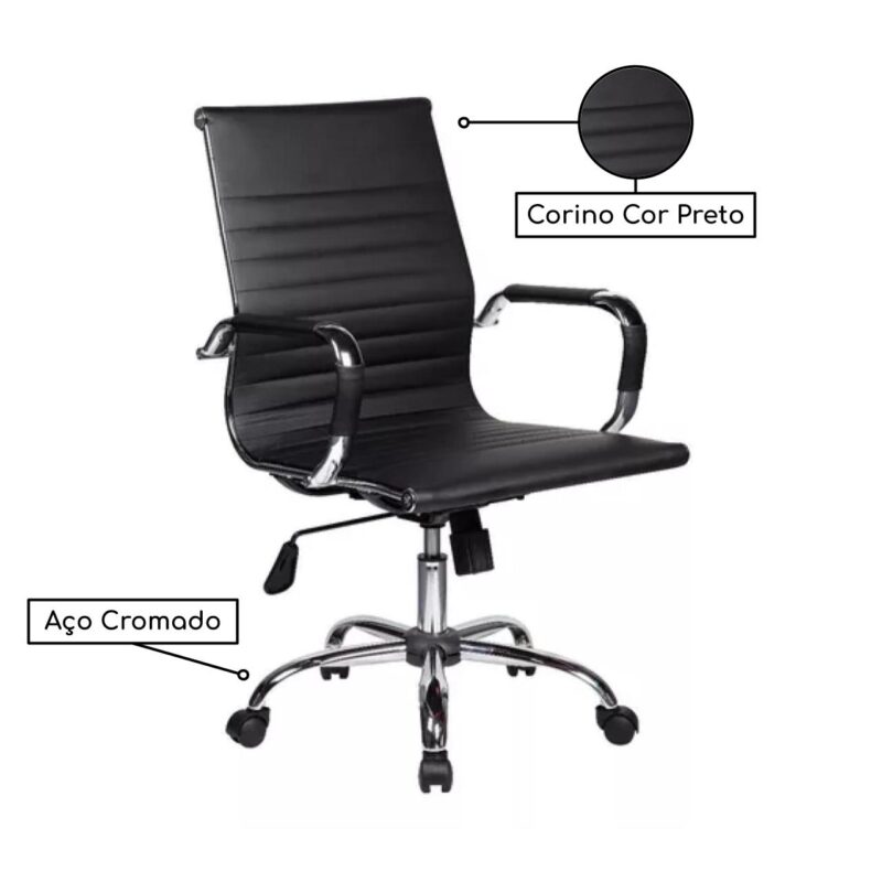 Cadeira DIRETOR Charles Eames Esteirinha – PRETO – PMD – 32887 CT Móveis para Escritório 3