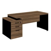 Mesa PEDESTAL RETA (03 Gav.) – 1,92X0,70m NOGAL SEVILHA/PRETO – 21405 CT Móveis para Escritório