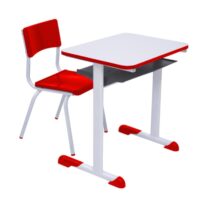 Kit Escolar Individual VERMELHO – (Mesa e Cadeira) – JUVENIL – MADEIRA – COR VERMELHO – 40092 CT Móveis para Escritório