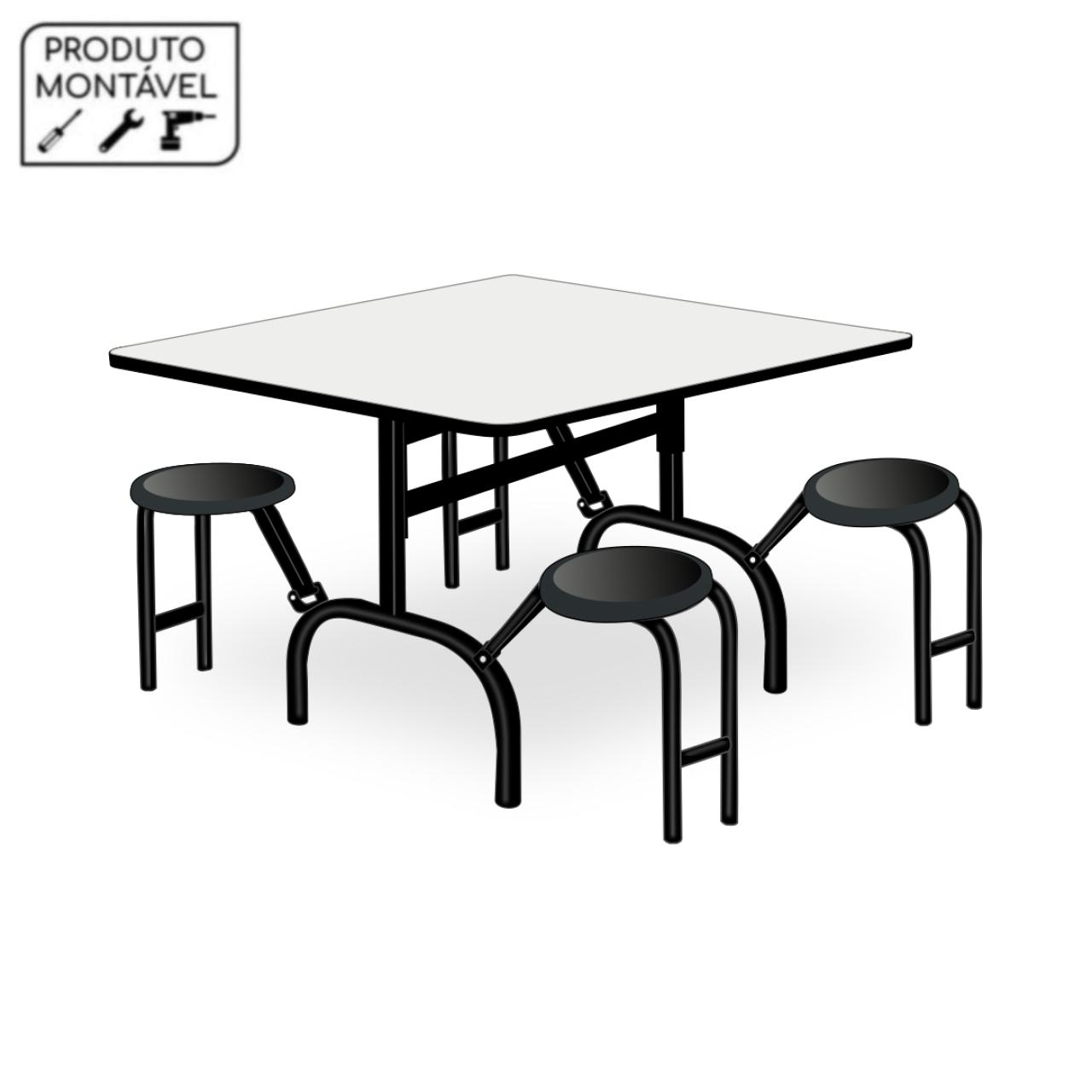 Mesa para Refeitório ESCAMOTEÁVEL 04 Lugares – MDP BRANCO DE 25 MM – POLLO MÓVEIS – 50053 CT Móveis para Escritório 2