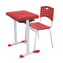 Kit Escolar Individual AZUL – (Mesa e Cadeira) – ADULTO – TAMPO PLÁSTICO – COR VERMELHO – REALPLAST – 54005 CT Móveis para Escritório