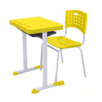 Kit Escolar Individual AZUL – (Mesa e Cadeira) – ADULTO – TAMPO PLÁSTICO – COR AMARELO – REALPLAST – 54007 CT Móveis para Escritório