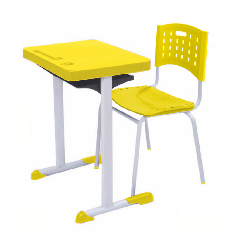 Kit Escolar Individual AZUL – (Mesa e Cadeira) – ADULTO – TAMPO PLÁSTICO – COR AMARELO – REALPLAST – 54007 CT Móveis para Escritório 2