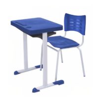 Kit Escolar Individual AZUL – (Mesa e Cadeira) – ADULTO – TAMPO PLÁSTICO – COR AZUL – MRPLAST- 54000 CT Móveis para Escritório