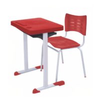 Kit Escolar Individual AZUL – (Mesa e Cadeira) – ADULTO – TAMPO PLÁSTICO – COR VERMELHO – MRPLAST – 54002 CT Móveis para Escritório