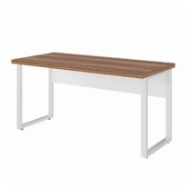 Mesa Escritório PÉ QUADRO 1,50×0,60m – S/ Gavetas – NOGAL SEVILHA / BRANCO – 34302 CT Móveis para Escritório