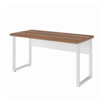 Mesa Escritório PÉ QUADRO 1,20×0,60m -S/ Gavetas – NOGAL SEVILHA / BRANCO 34303 CT Móveis para Escritório