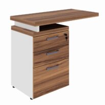 Mesa AUXILIAR c/ 03 Gavetas Pedestal – NOGAL SEVILHA/BRANCO – 34309 CT Móveis para Escritório