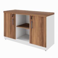 Armário Baixo Credenza – 1,20×0,73X0,45m NOGAL SEVILHA/BRANCO – 34312 CT Móveis para Escritório