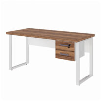 Mesa Escritório PÉ QUADRO 1,50×0,60m – C/ Gavetas – NOGAL SEVILHA / BRANCO – 34321 CT Móveis para Escritório