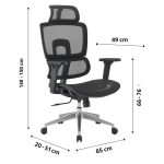 Cadeira de Escritório Presidente Tela ÉVORA – Cor Preto – 30065 CT Móveis para Escritório 12