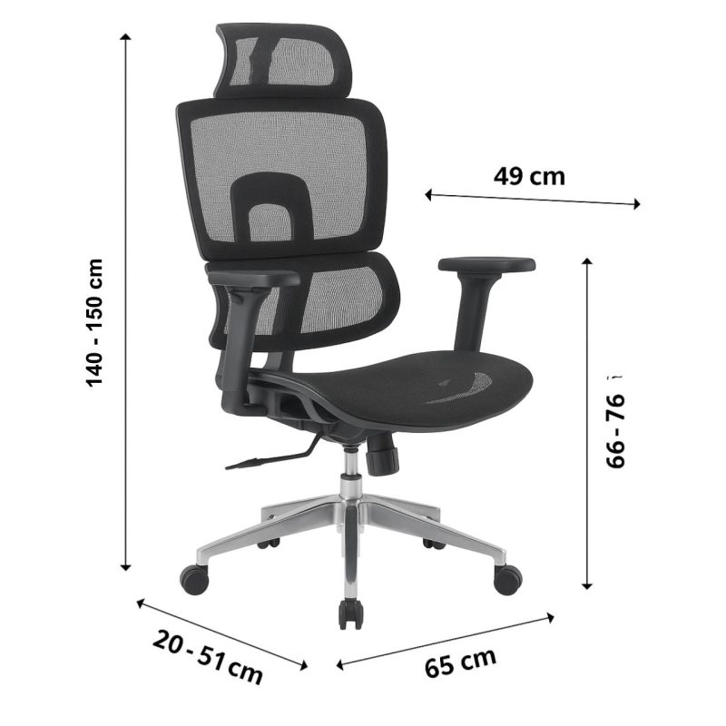 Cadeira de Escritório Presidente Tela ÉVORA – Cor Preto – 30065 CT Móveis para Escritório 5