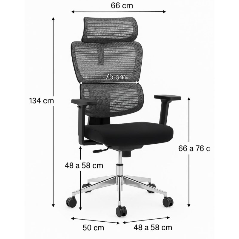 Cadeira de Escritório Presidente Tela ÉDON – Cor Preto – 30066 CT Móveis para Escritório 6