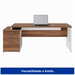 Mesa PEDESTAL RETA (03 Gav.) – 1,92X0,70m – WORKSTART – NOGAL SEVILHA/BRANCO- 34405 CT Móveis para Escritório 16