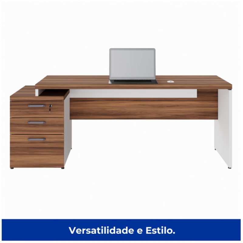 Mesa PEDESTAL RETA (03 Gav.) – 1,92X0,70m – WORKSTART – NOGAL SEVILHA/BRANCO- 34405 CT Móveis para Escritório 4