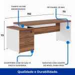 Mesa PEDESTAL RETA (03 Gav.) – 1,92X0,70m – WORKSTART – NOGAL SEVILHA/BRANCO- 34405 CT Móveis para Escritório 18
