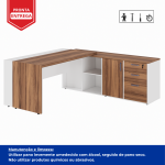 Mesa Escritório PRESIDENTE c/ Armário Pedestal – 1,82×1,80m – NOGAL SEVILHA/BRANCO – 34602 CT Móveis para Escritório 17