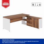 Mesa Diretorzinha c/ Aparador – Pé de MADEIRA – 1,90×1,50m – NOGAL SEVILHA / BRANCO – 34426 CT Móveis para Escritório 19