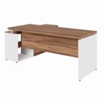 Mesa Diretorzinha c/ Aparador – Pé de MADEIRA – 1,90×1,50m – NOGAL SEVILHA / BRANCO – 34426 CT Móveis para Escritório 12