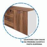 Mesa Diretorzinha c/ Aparador – Pé de MADEIRA – 1,90×1,50m – NOGAL SEVILHA / BRANCO – 34426 CT Móveis para Escritório 17