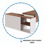 Mesa Diretorzinha c/ Aparador – Pé de MADEIRA – 1,90×1,50m – NOGAL SEVILHA / BRANCO – 34426 CT Móveis para Escritório 16