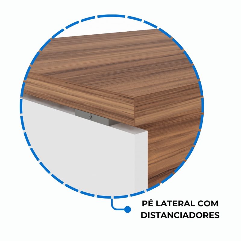 Mesa Diretorzinha c/ Aparador – Pé de MADEIRA – 1,90×1,50m – NOGAL SEVILHA / BRANCO – 34426 CT Móveis para Escritório 8