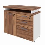 Armário Baixo 03 Gavetas e Porta (MISTO) – NOGAL SEVILHA/BRANCO – 34422 CT Móveis para Escritório 12