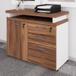 Armário Baixo 03 Gavetas e Porta (MISTO) – NOGAL SEVILHA/BRANCO – 34422 CT Móveis para Escritório 14