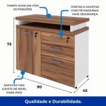 Armário Baixo 03 Gavetas e Porta (MISTO) – NOGAL SEVILHA/BRANCO – 34422 CT Móveis para Escritório 19