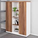 Armário Alto Credenza com Nicho – 1,61×1,20×0,45m – NOGAL SEVILHA/BRANCO- 34415 CT Móveis para Escritório 13