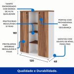 Armário Alto Credenza com Nicho – 1,61×1,20×0,45m – NOGAL SEVILHA/BRANCO- 34415 CT Móveis para Escritório 18