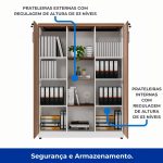 Armário Alto Credenza com Nicho – 1,61×1,20×0,45m – NOGAL SEVILHA/BRANCO- 34415 CT Móveis para Escritório 14