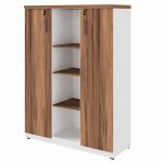 Armário Alto Credenza com Nicho – 1,61×1,20×0,45m – NOGAL SEVILHA/BRANCO- 34415 CT Móveis para Escritório 12
