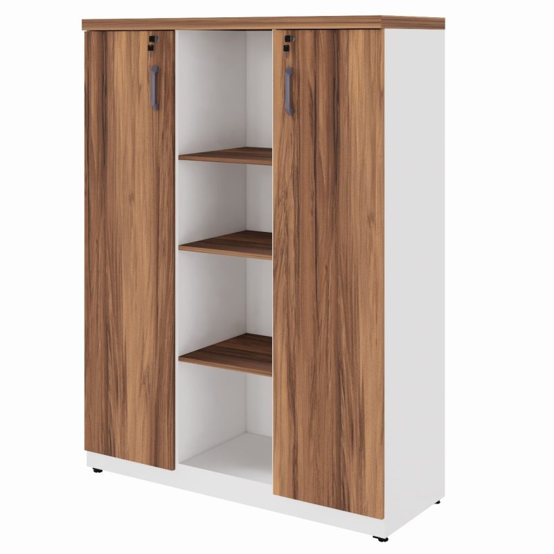 Armário Alto Credenza com Nicho – 1,61×1,20×0,45m – NOGAL SEVILHA/BRANCO- 34415 CT Móveis para Escritório 2