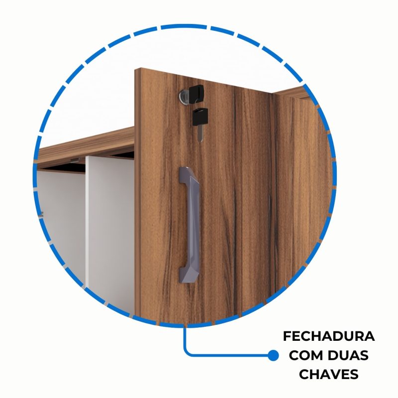 Armário Alto Credenza com Nicho – 1,61×1,20×0,45m – NOGAL SEVILHA/BRANCO- 34415 CT Móveis para Escritório 5