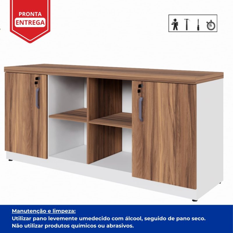 Armário Baixo GOLD Credenza ESPECIAL – 1,60×0,73×0,45m – NOGALSEVILHA / BRANCO – 34502 CT Móveis para Escritório 2