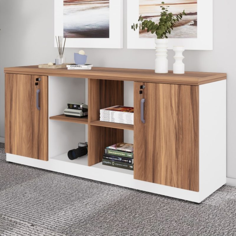 Armário Baixo GOLD Credenza ESPECIAL – 1,60×0,73×0,45m – NOGALSEVILHA / BRANCO – 34502 CT Móveis para Escritório 3