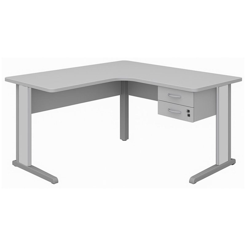 Estação de Trabalho 1,40×1,40m com 02 Gavetas – MAXXI – CINZA / CINZA – 43020 CT Móveis para Escritório 2