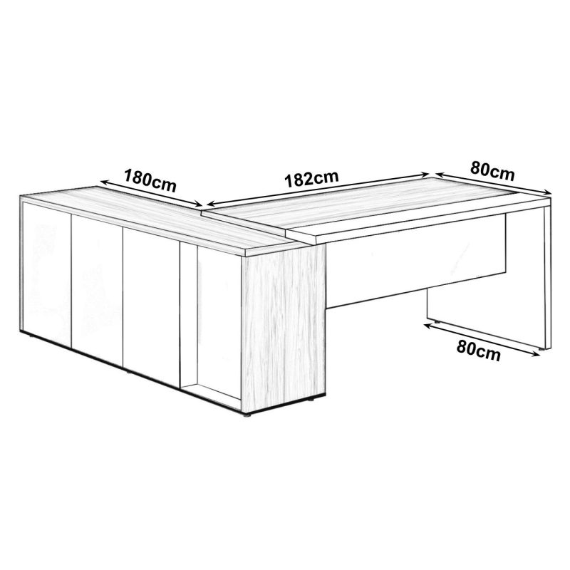 Mesa Escritório PRESIDENTE c/ Armário Pedestal – 1,82×1,80m – NOGAL SEVILHA/BRANCO – 34602 CT Móveis para Escritório 10