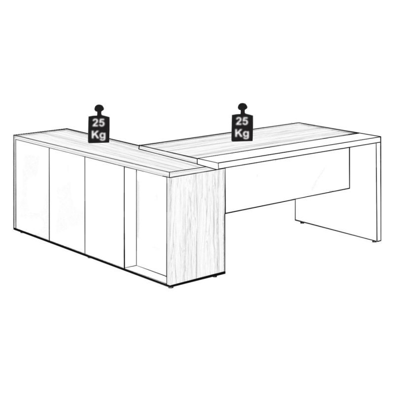 Mesa Escritório PRESIDENTE c/ Armário Pedestal – 1,82×1,80m – NOGAL SEVILHA/BRANCO – 34602 CT Móveis para Escritório 12