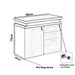 Armário Baixo 03 Gavetas e Porta (MISTO) – NOGAL SEVILHA/BRANCO – 34422 CT Móveis para Escritório 18