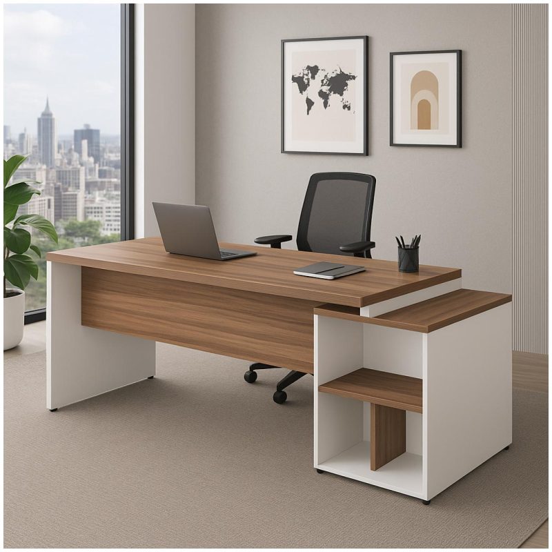 Mesa PEDESTAL RETA (03 Gav.) – 1,92X0,70m – WORKSTART – NOGAL SEVILHA/BRANCO- 34405 CT Móveis para Escritório 9