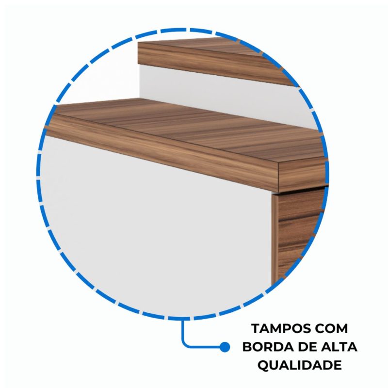 Mesa para Escritório em “L” com VIDRO FUMÊ – 1,92X1,60M NOGAL SEVILHA/BRANCO – 34432 CT Móveis para Escritório 8