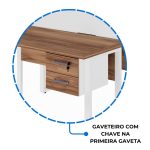 Estação de Trabalho Dupla 1,20×1,35m c/ 02 Gavetas c/ ponto de tomada PÉ QUADRO – Cor Nogal Sevilha/Branco – 34423 CT Móveis para Escritório 19