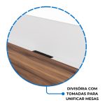 Estação de Trabalho Dupla 1,20×1,35m 02 Lugares sem Gavetas c/ ponto de tomada PÉ PAINEL – Nogal Sevilha/Branco – 34428 CT Móveis para Escritório 16