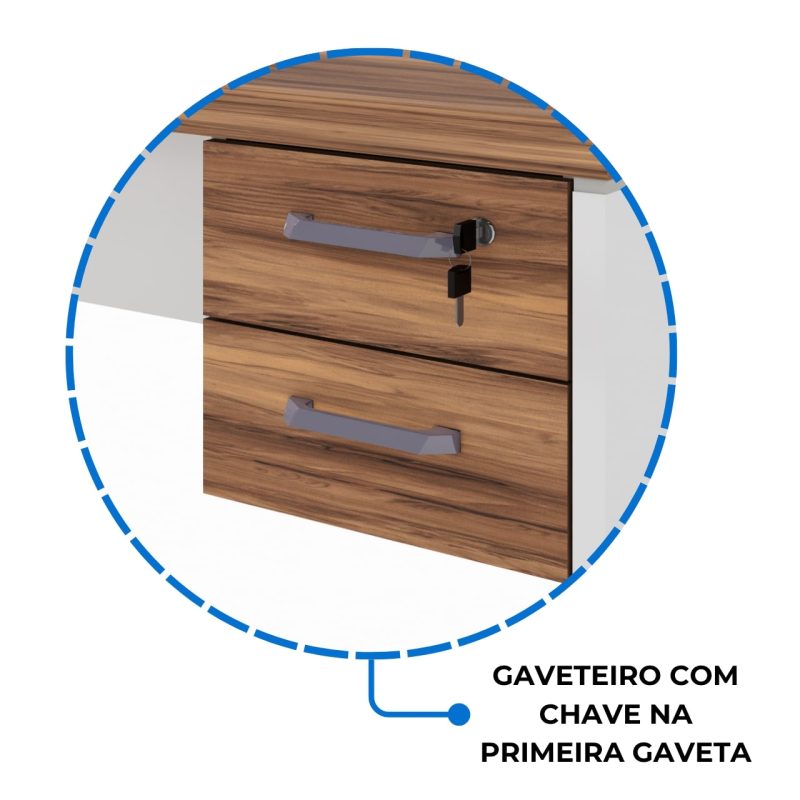 Estação de Trabalho Dupla 1,20×1,35m 02 Lugares c/ Gavetas c/ ponto de tomada PÉ PAINEL – Nogal Sevilha/Branco – 34427 CT Móveis para Escritório 9