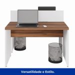 Estação de Trabalho Dupla 1,20×1,35m 02 Lugares sem Gavetas c/ ponto de tomada PÉ PAINEL – Nogal Sevilha/Branco – 34428 CT Móveis para Escritório 18